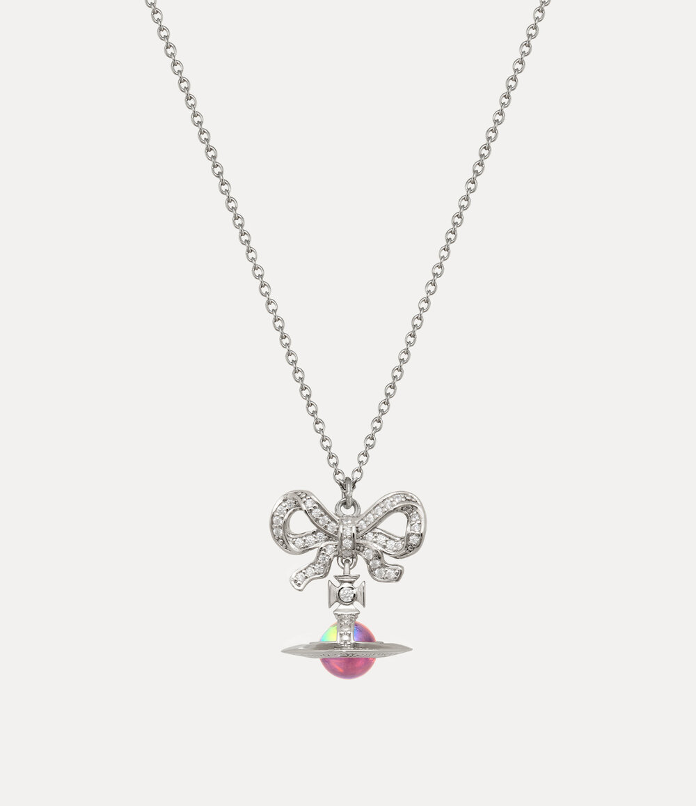Vivienne Westwood Octavie Pendant Necklace in Platinum White Pink Ab Cz